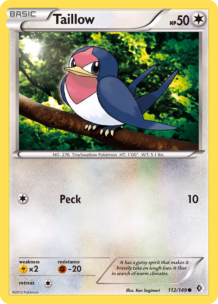 Taillow Pokemon card (112/149, Boundaries Crossed)