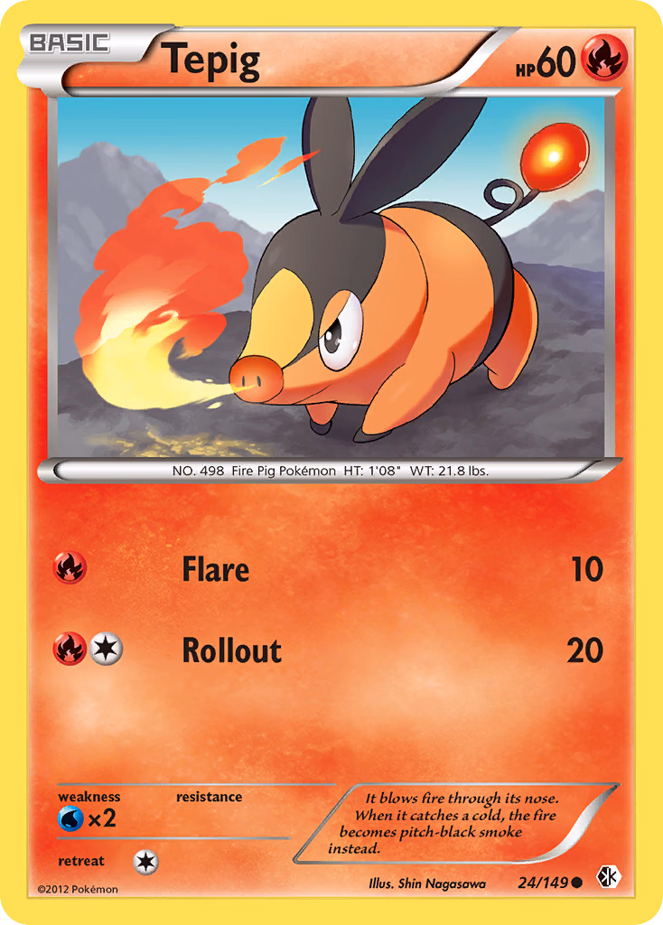 Tepig Pokemon card (24/149, Boundaries Crossed)