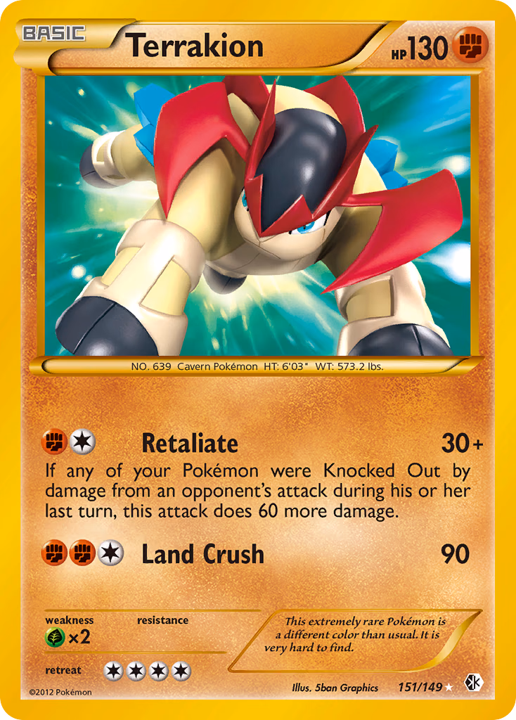 Terrakion Pokemon card (151/149, Boundaries Crossed)
