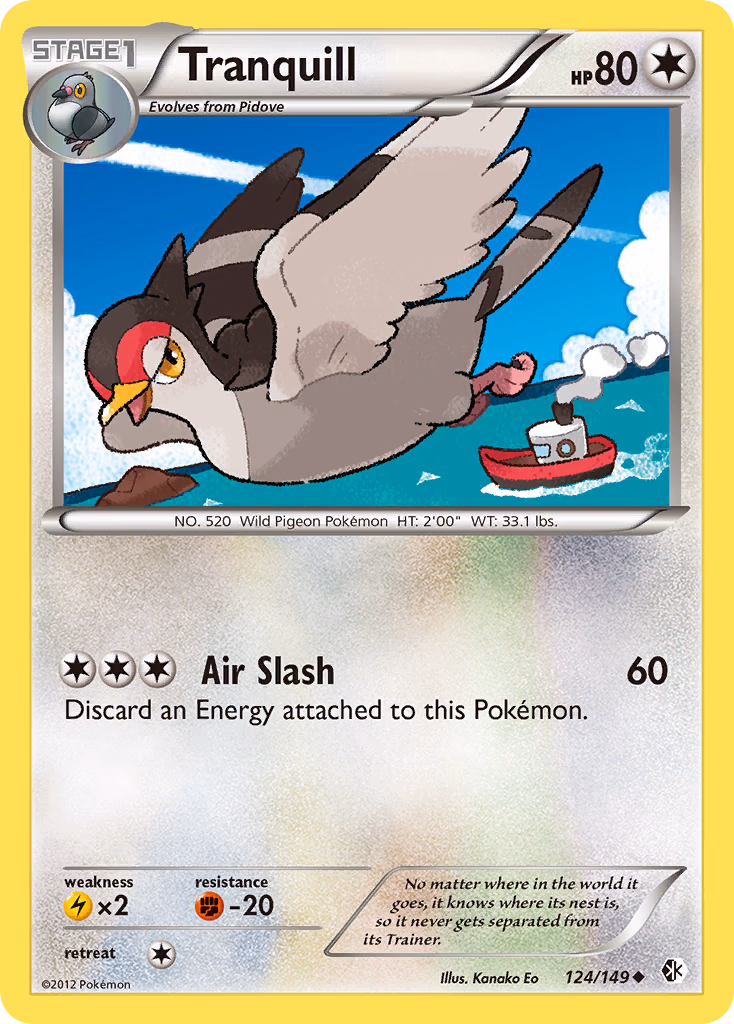 Tranquill Pokemon card (124/149, Boundaries Crossed)