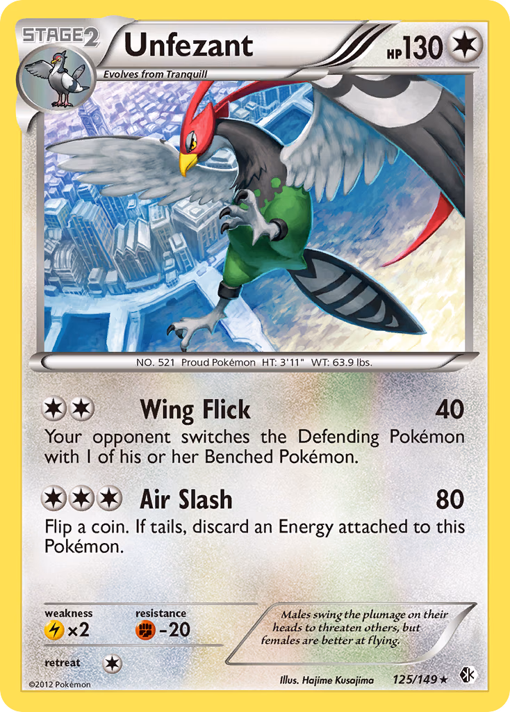 Unfezant Pokemon card (125/149, Boundaries Crossed)