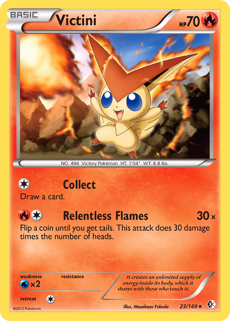 Victini Pokemon card (23/149, Boundaries Crossed)