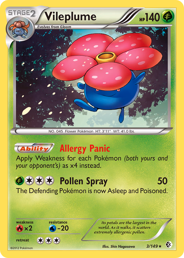 Vileplume Pokemon card (3/149, Boundaries Crossed)