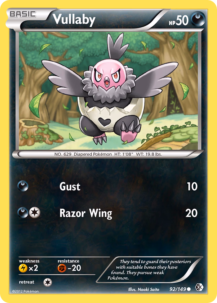 Vullaby Pokemon card (92/149, Boundaries Crossed)
