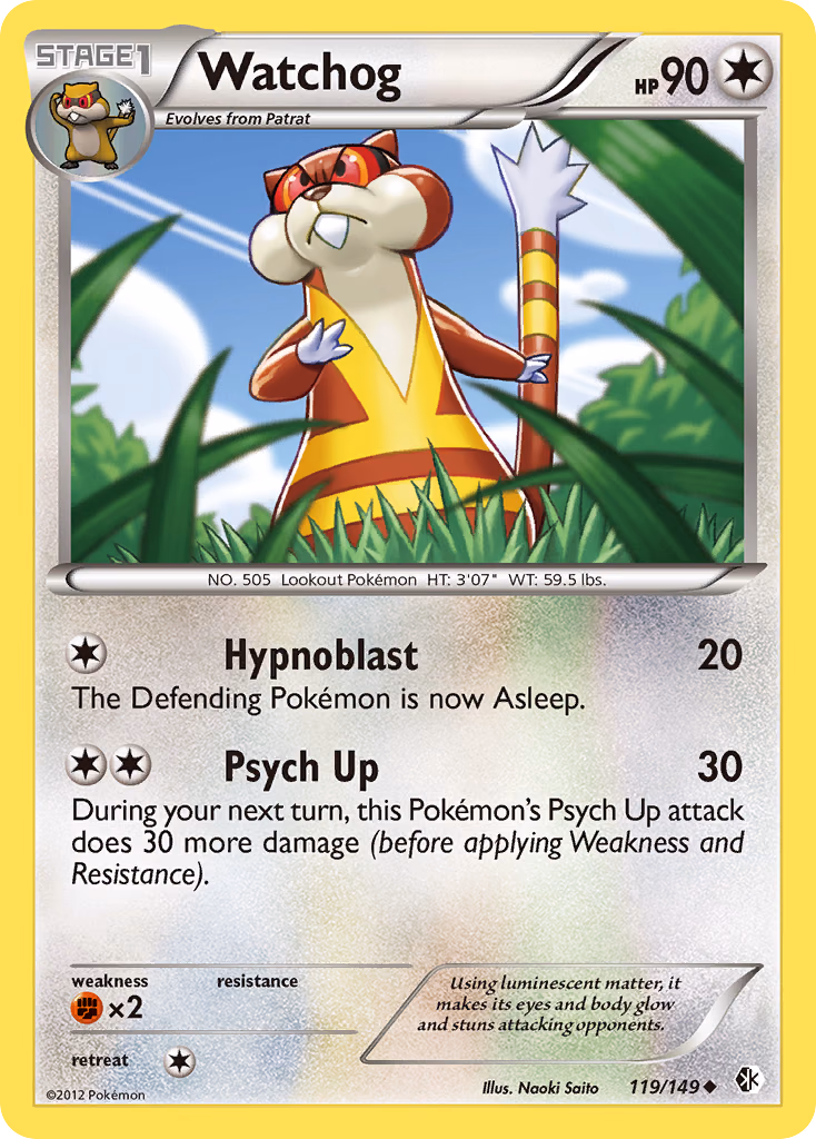 Watchog Pokemon card (119/149, Boundaries Crossed)