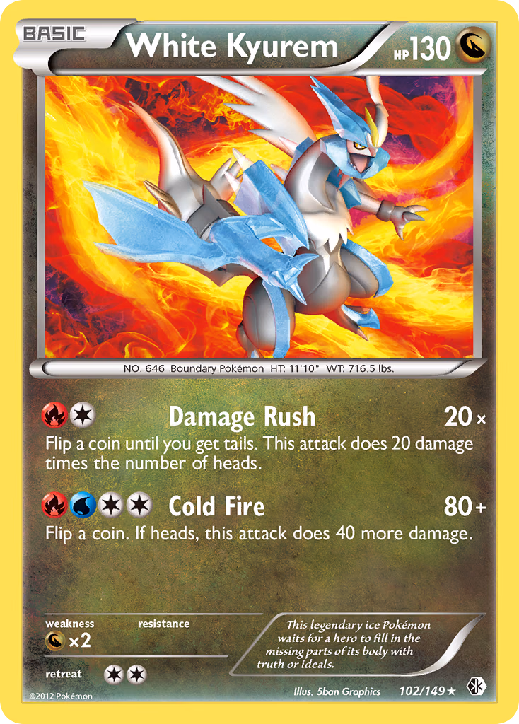 White Kyurem Pokemon card (102/149, Boundaries Crossed)