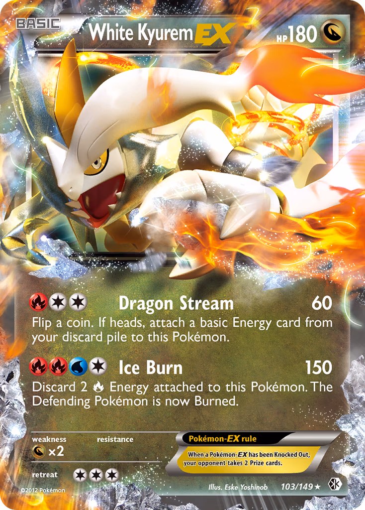White Kyurem-EX Pokemon card (103/149, Boundaries Crossed)