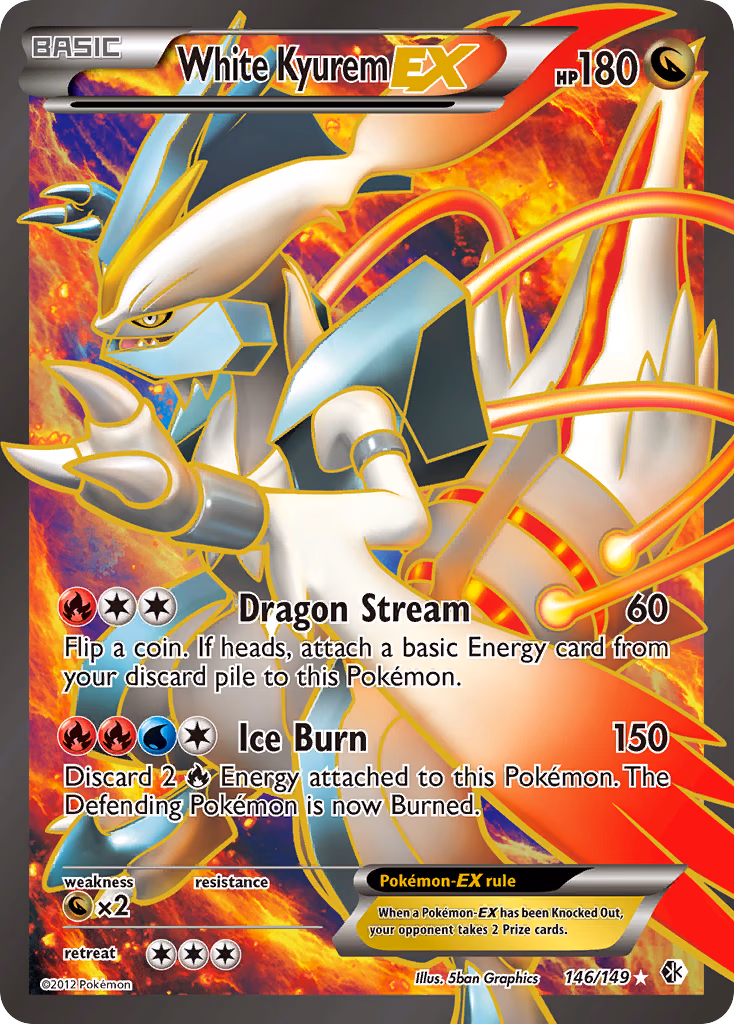 White Kyurem-EX Pokemon card (146/149, Boundaries Crossed)