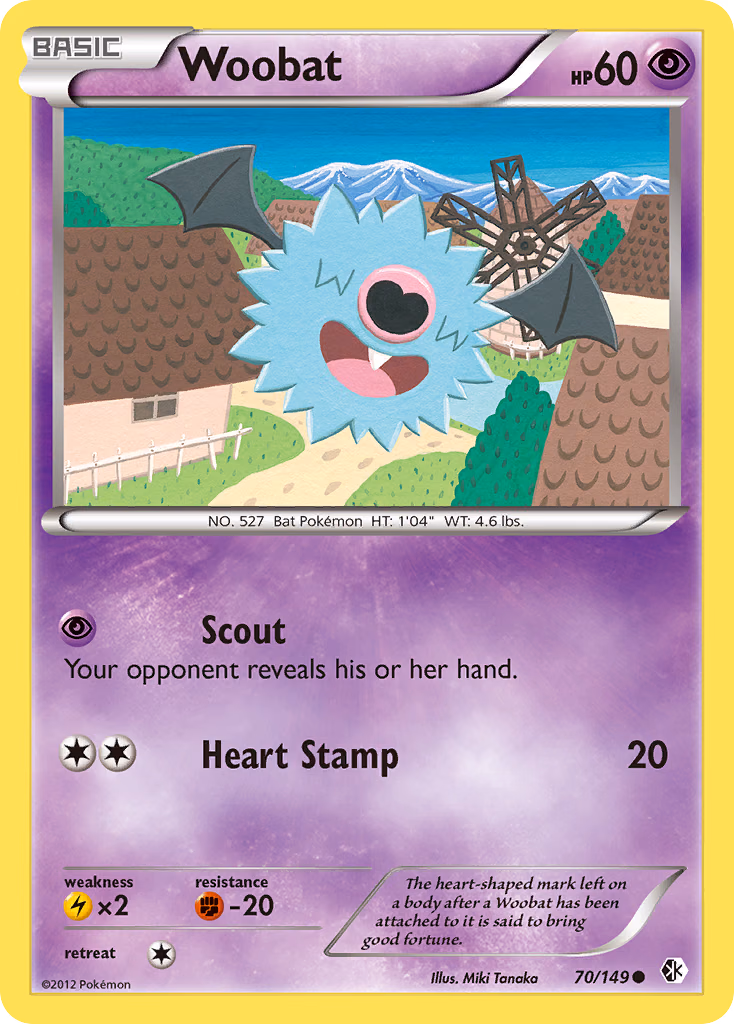 Woobat Pokemon card (70/149, Boundaries Crossed)