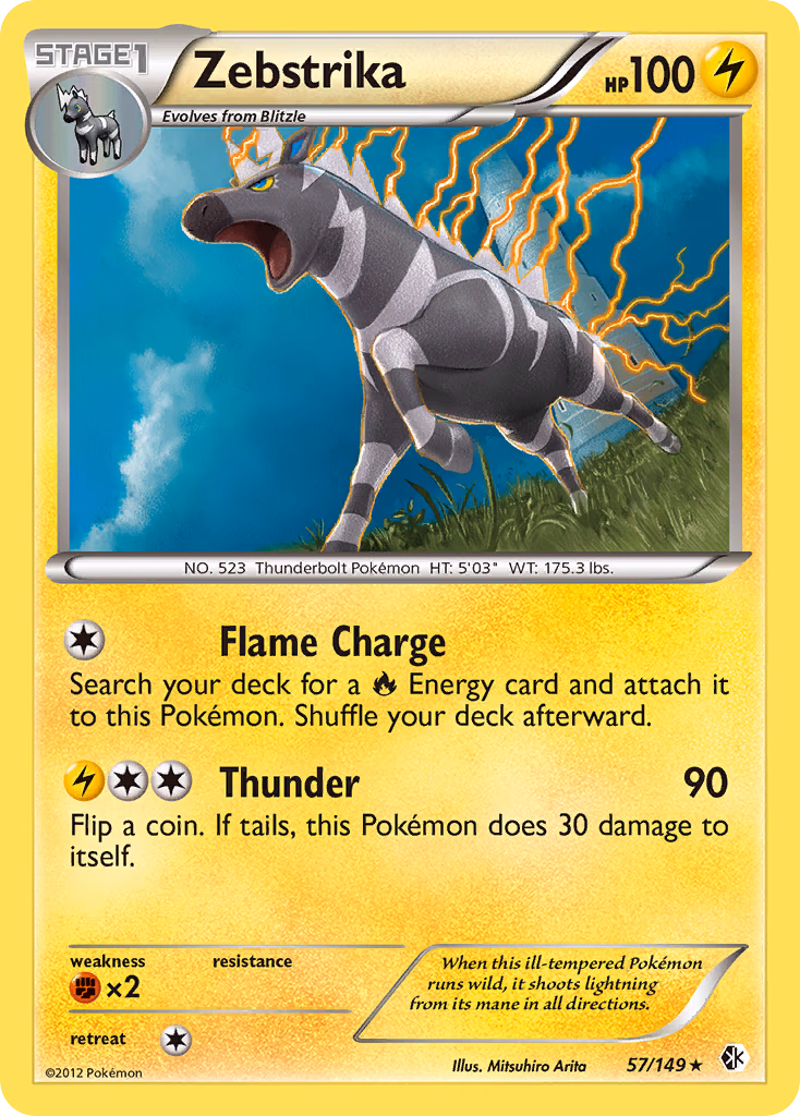 Zebstrika Pokemon card (57/149, Boundaries Crossed)