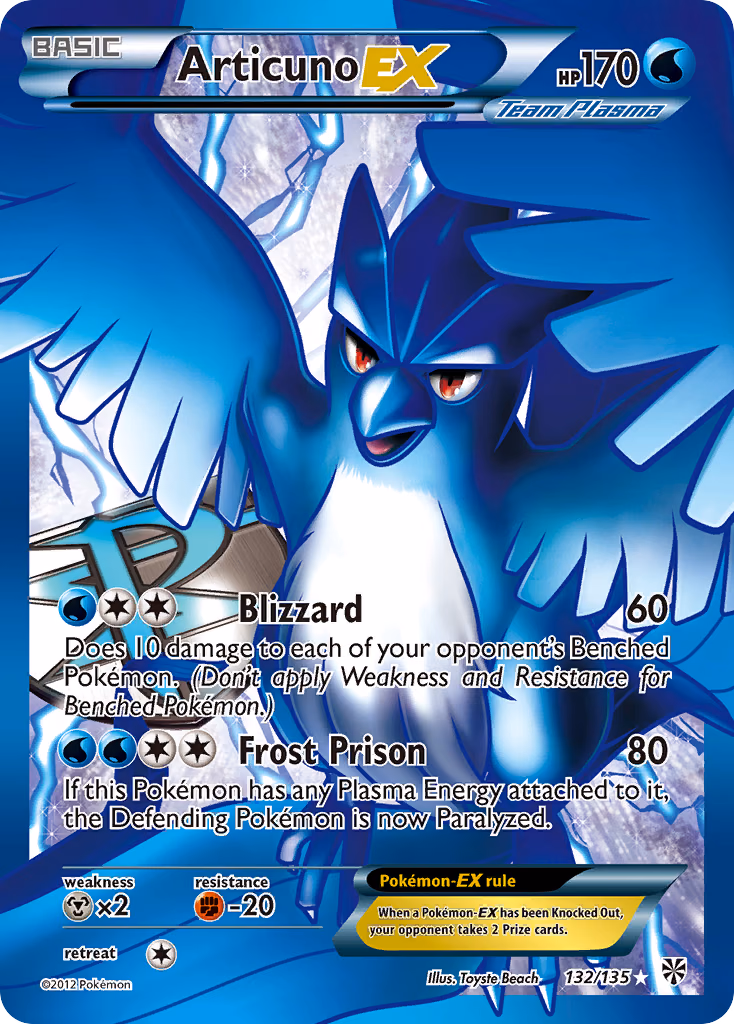 Articuno-EX Pokemon card (132/135, Plasma Storm)