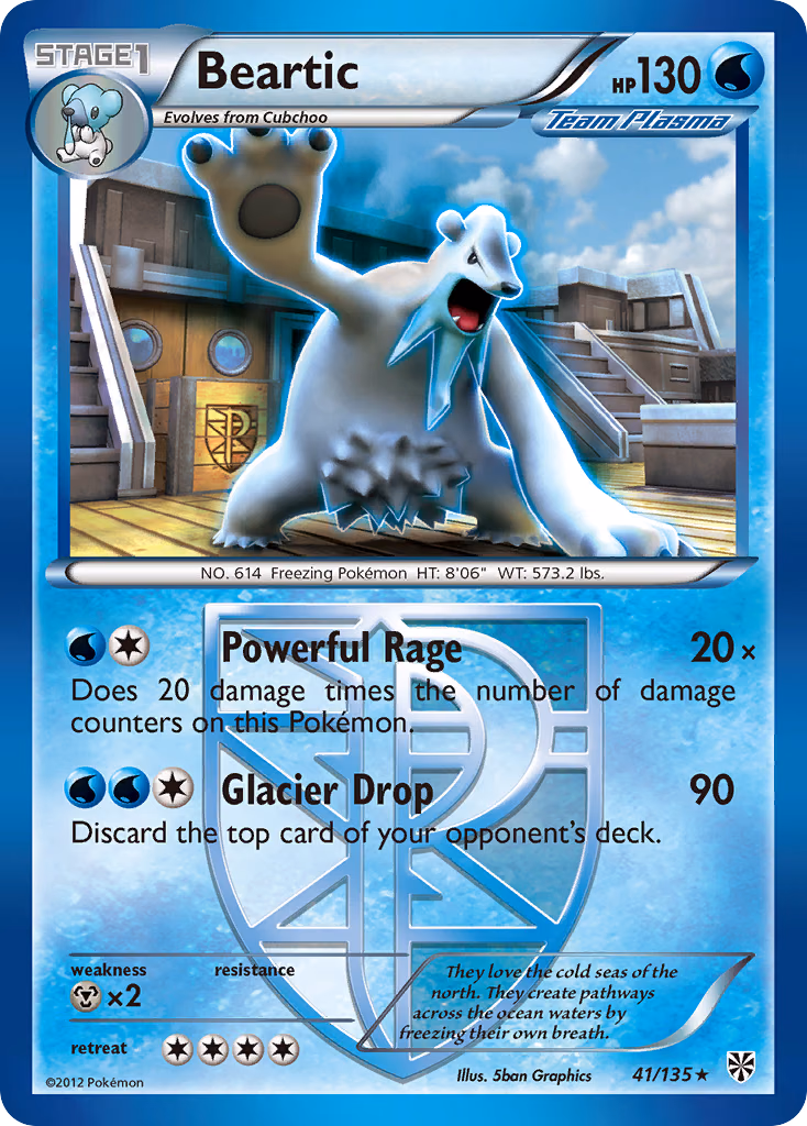 Beartic Pokemon card (41/135, Plasma Storm)