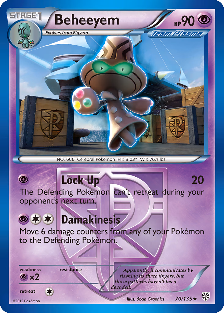 Beheeyem Pokemon card (70/135, Plasma Storm)