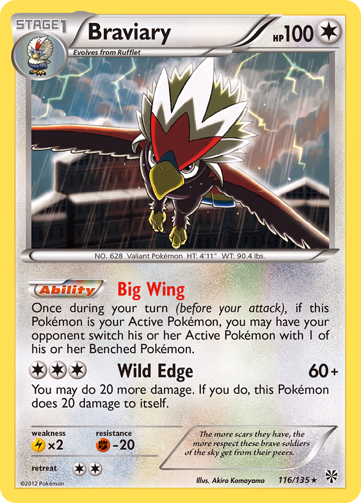 Braviary Pokemon card (116/135, Plasma Storm)