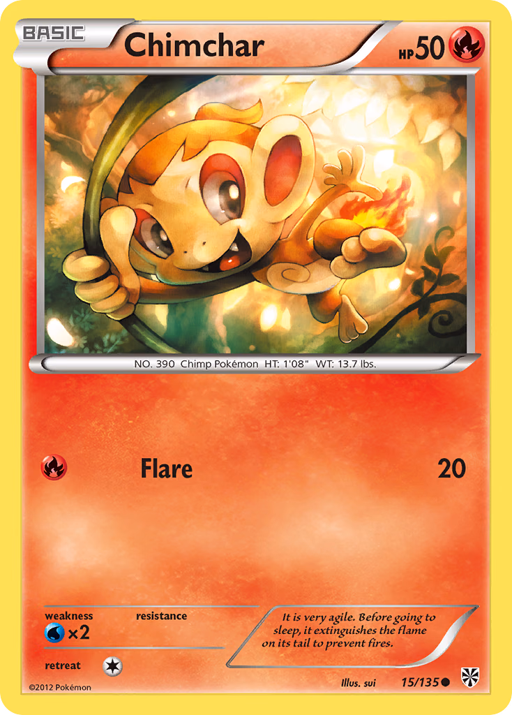 Chimchar Pokemon card (15/135, Plasma Storm)