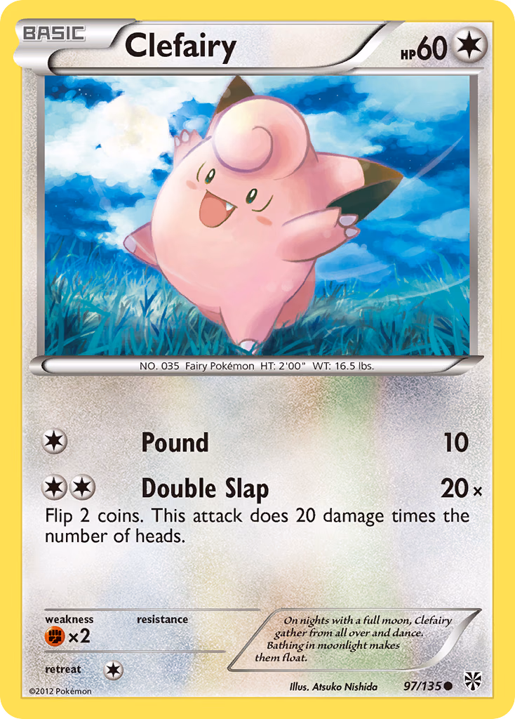 Clefairy Pokemon card (97/135, Plasma Storm)