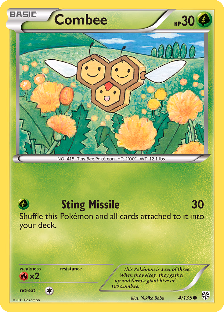 Combee Pokemon card (4/135, Plasma Storm)