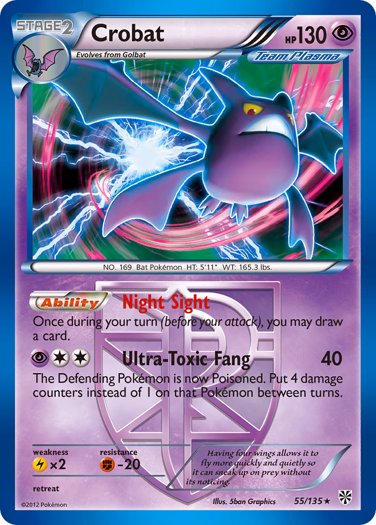 Crobat Pokemon card (55/135, Plasma Storm)