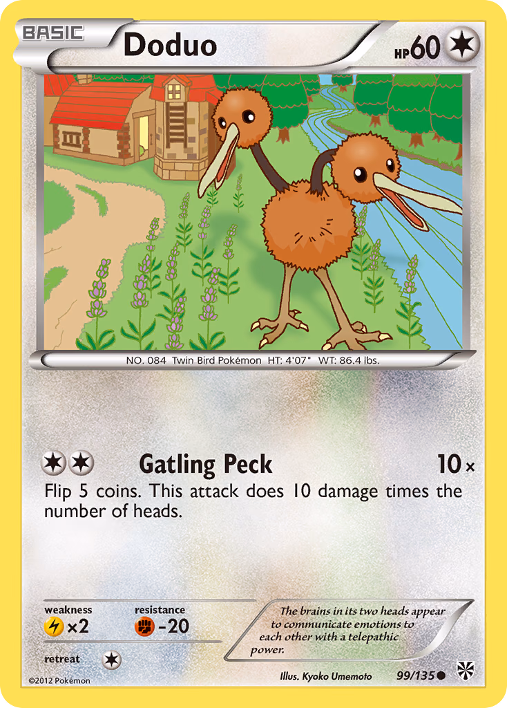 Doduo Pokemon card (99/135, Plasma Storm)