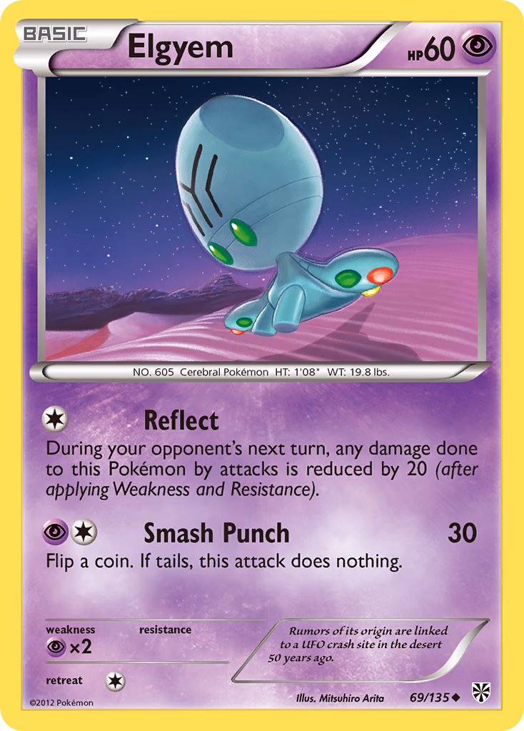 Elgyem Pokemon card (69/135, Plasma Storm)