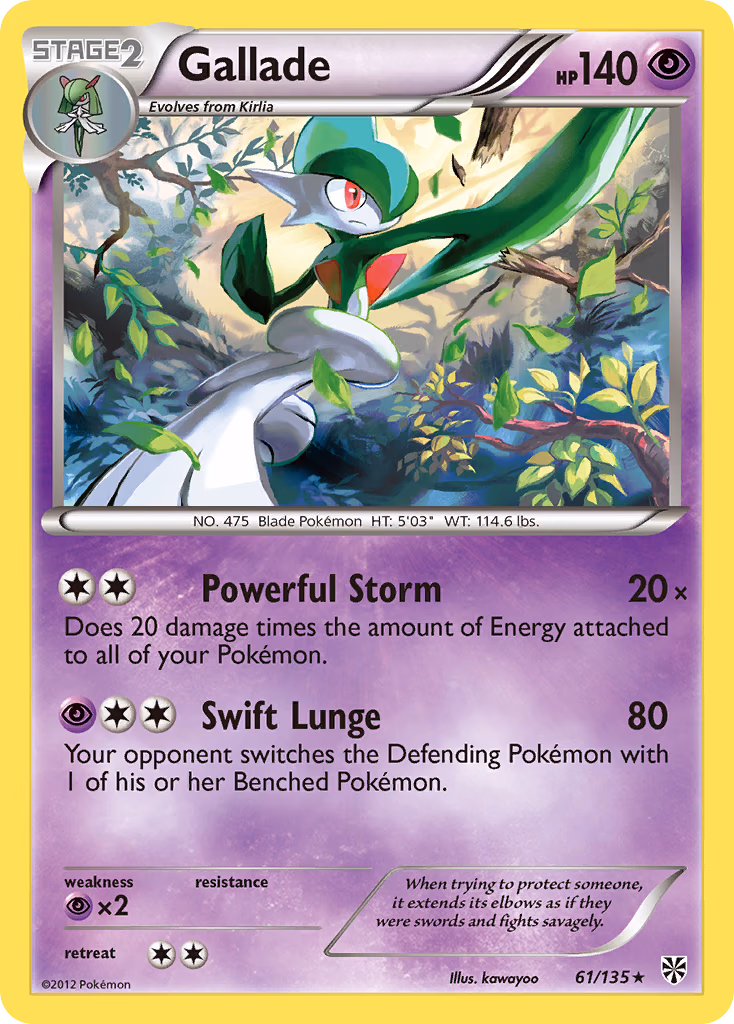 Gallade Pokemon card (61/135, Plasma Storm)