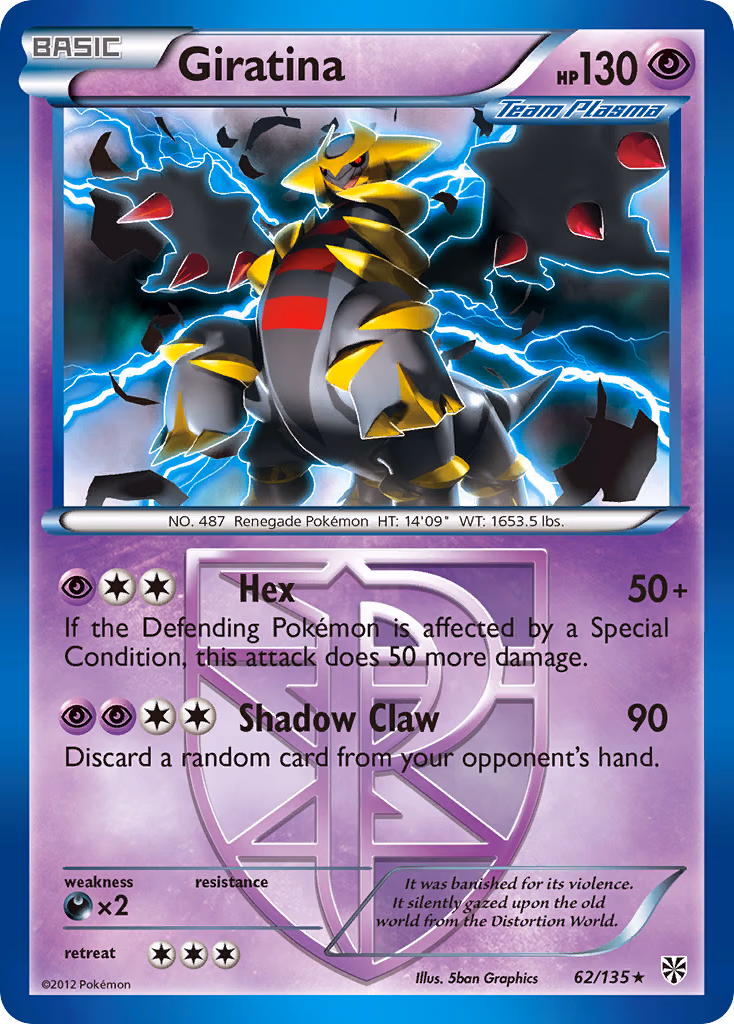 Giratina Pokemon card (62/135, Plasma Storm)