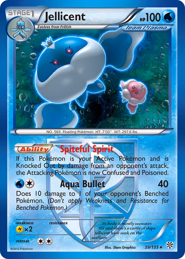 Jellicent Pokemon card (39/135, Plasma Storm)