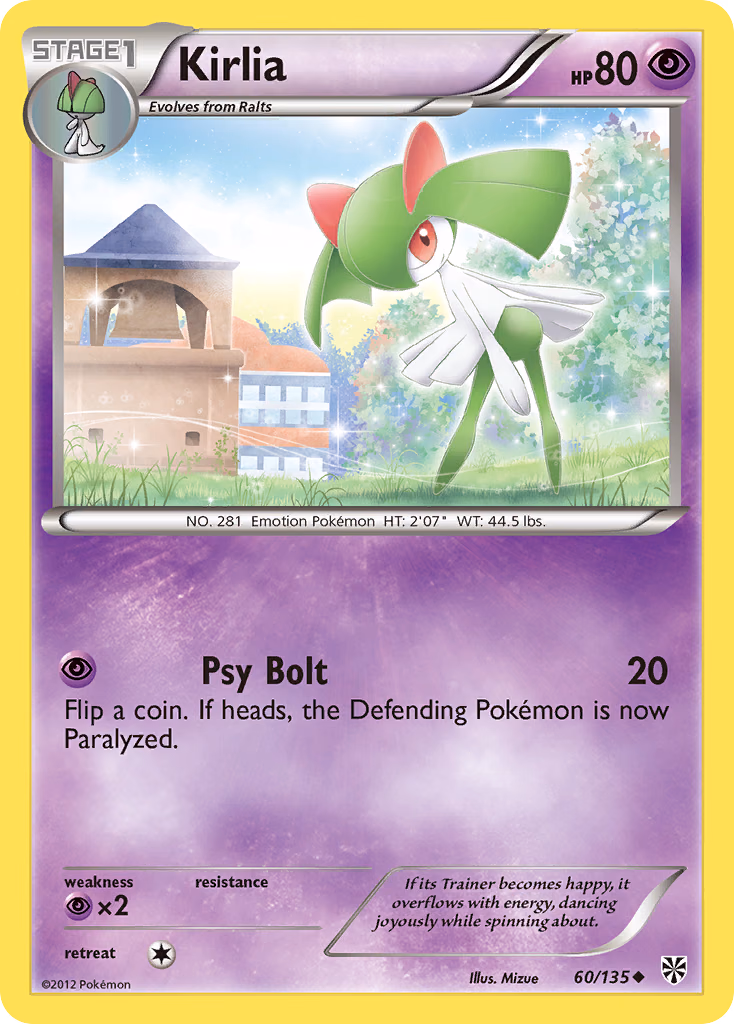 Kirlia Pokemon card (60/135, Plasma Storm)