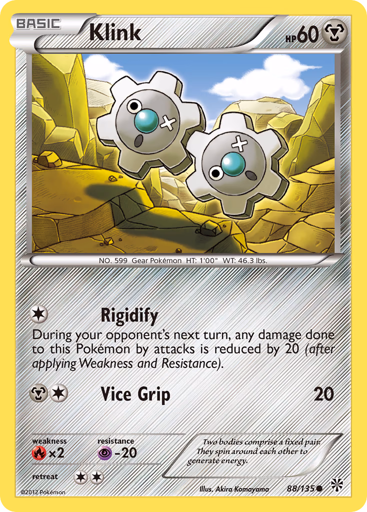 Klink Pokemon card (88/135, Plasma Storm)