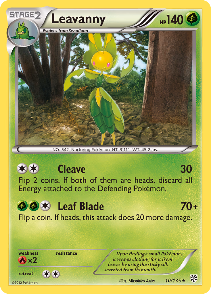 Leavanny Pokemon card (10/135, Plasma Storm)