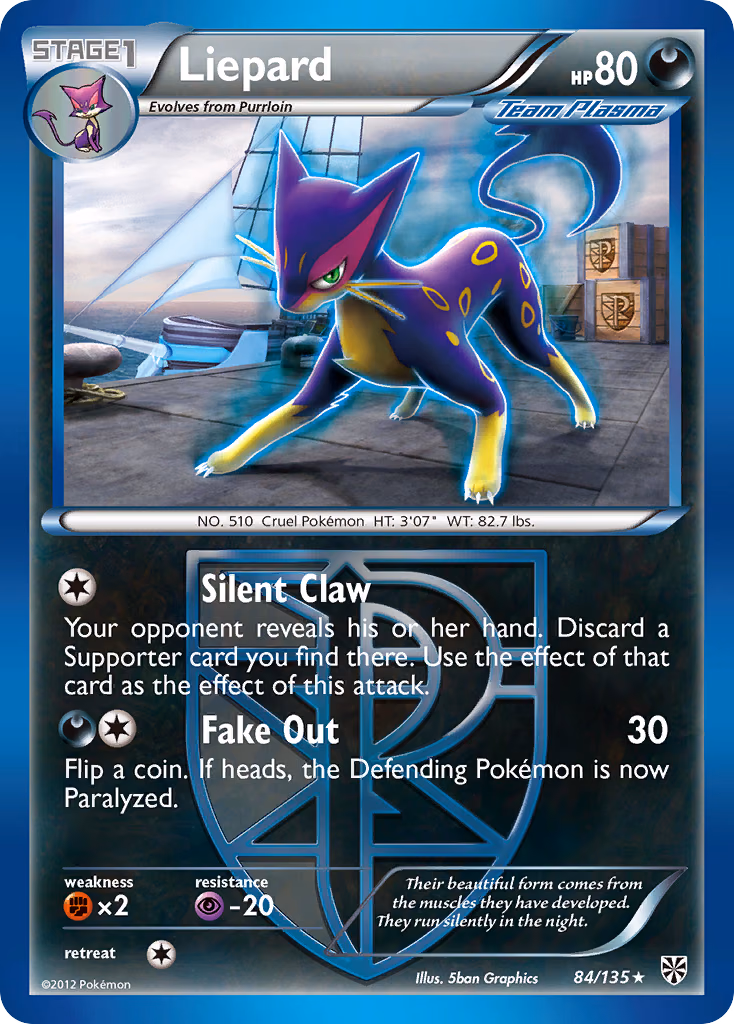 Liepard Pokemon card (84/135, Plasma Storm)