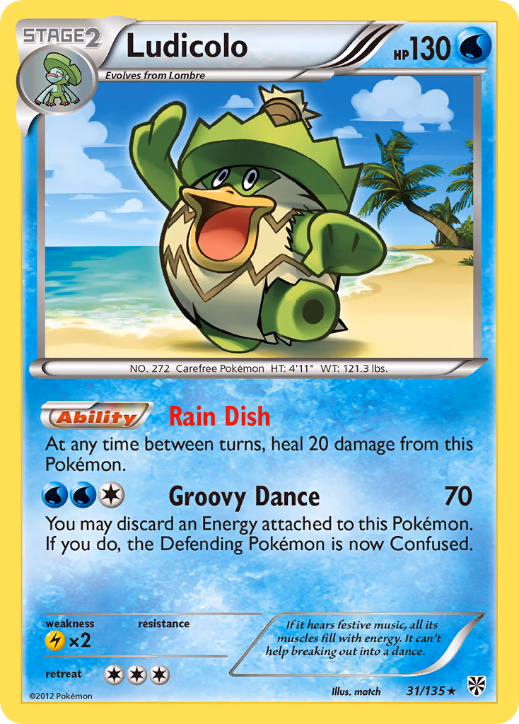 Ludicolo Pokemon card (31/135, Plasma Storm)