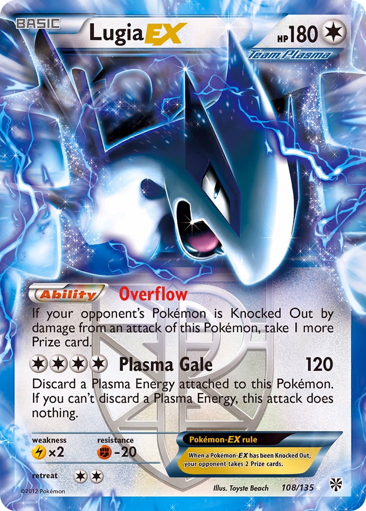 Lugia-EX Pokemon card (108/135, Plasma Storm)
