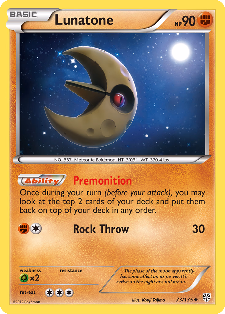 Lunatone Pokemon card (73/135, Plasma Storm)