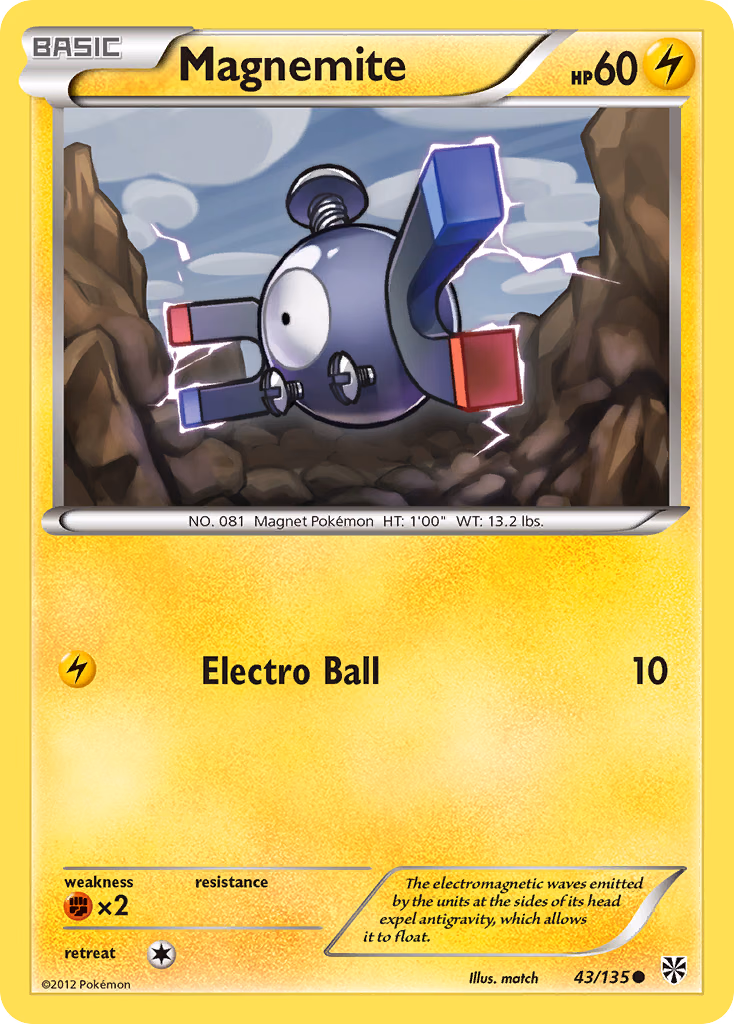 Magnemite Pokemon card (43/135, Plasma Storm)