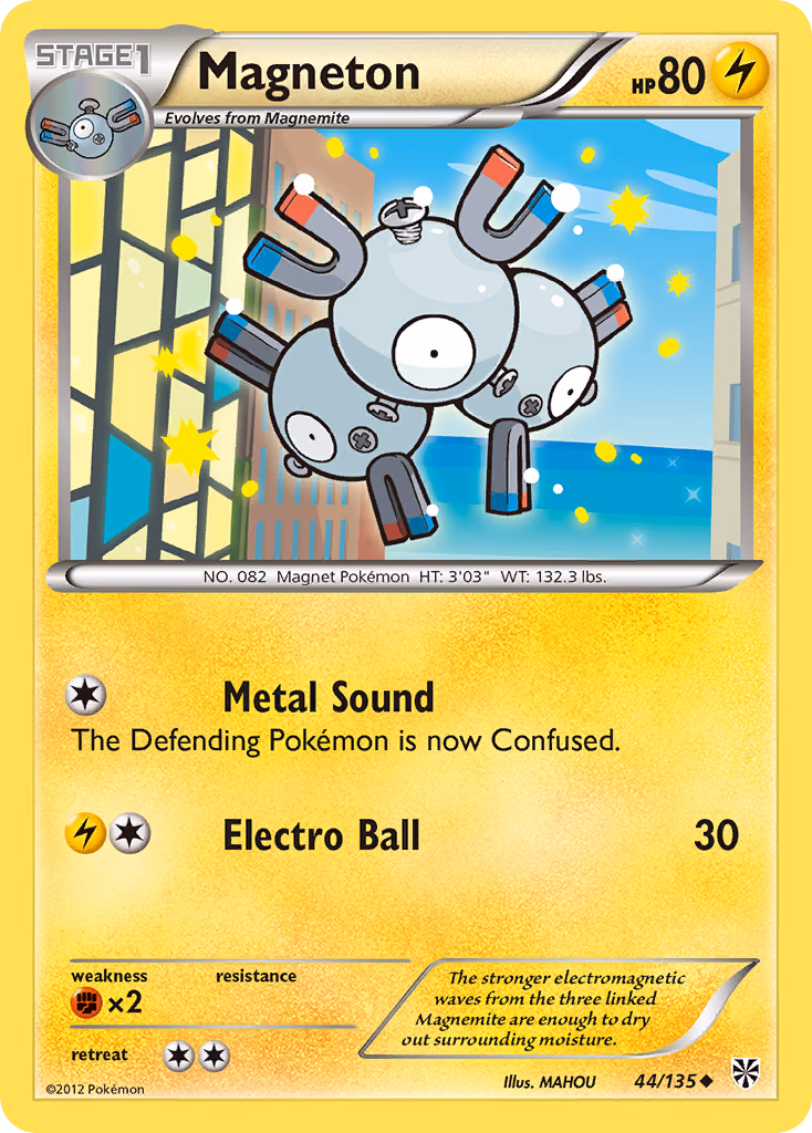 Magneton Pokemon card (44/135, Plasma Storm)