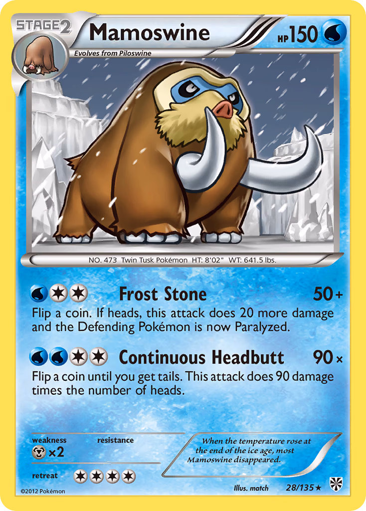Mamoswine Pokemon card (28/135, Plasma Storm)