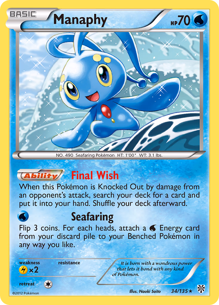 Manaphy Pokemon card (34/135, Plasma Storm)