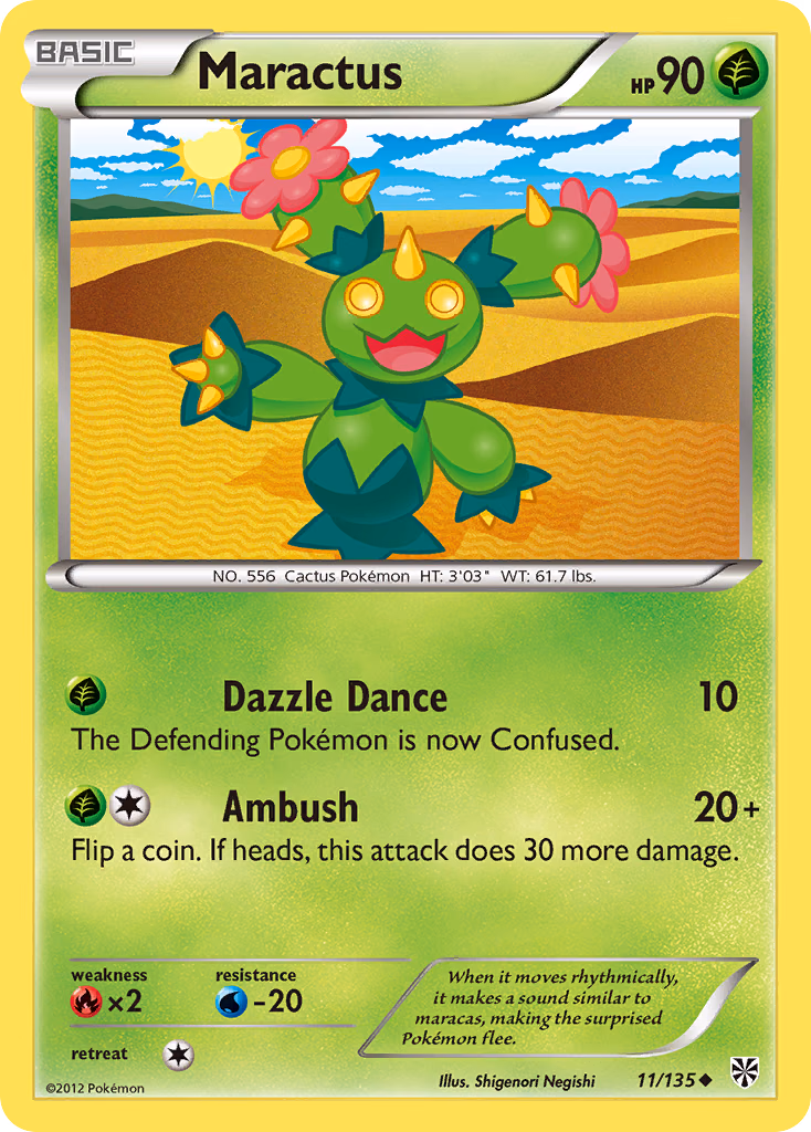 Maractus Pokemon card (11/135, Plasma Storm)