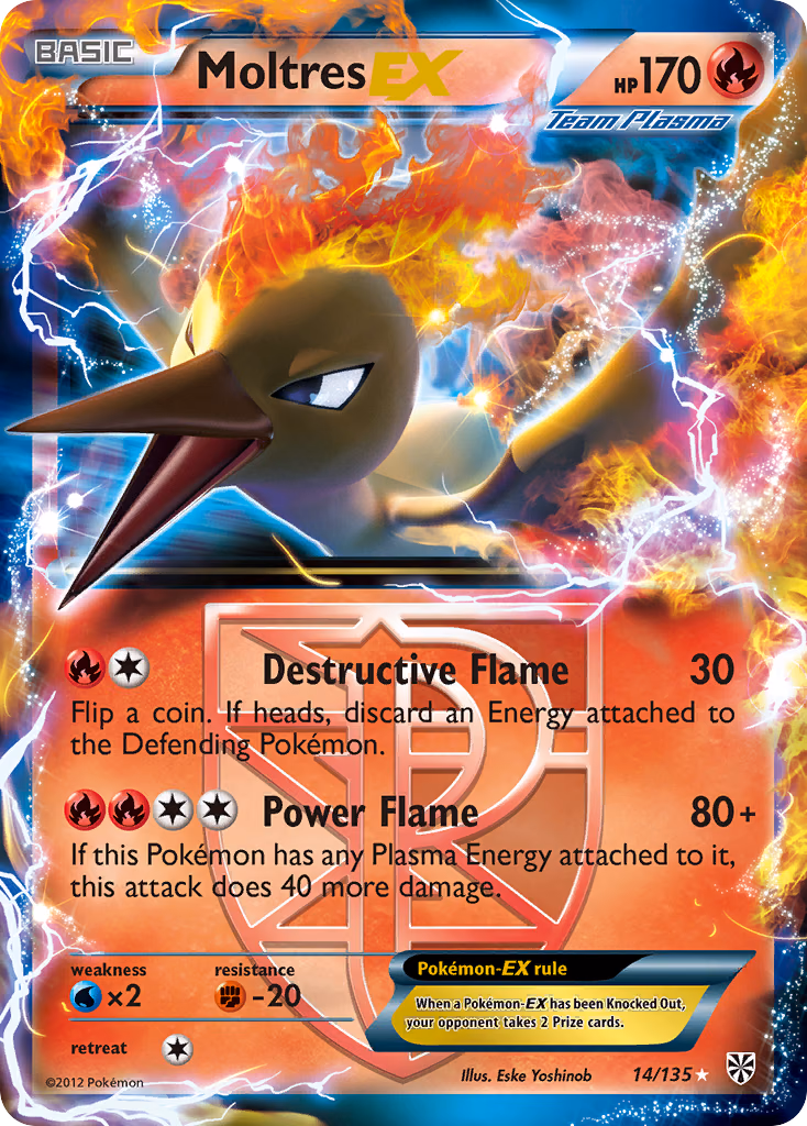 Moltres-EX Pokemon card (14/135, Plasma Storm)
