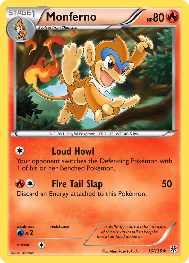 Monferno Pokemon card (16/135, Plasma Storm)
