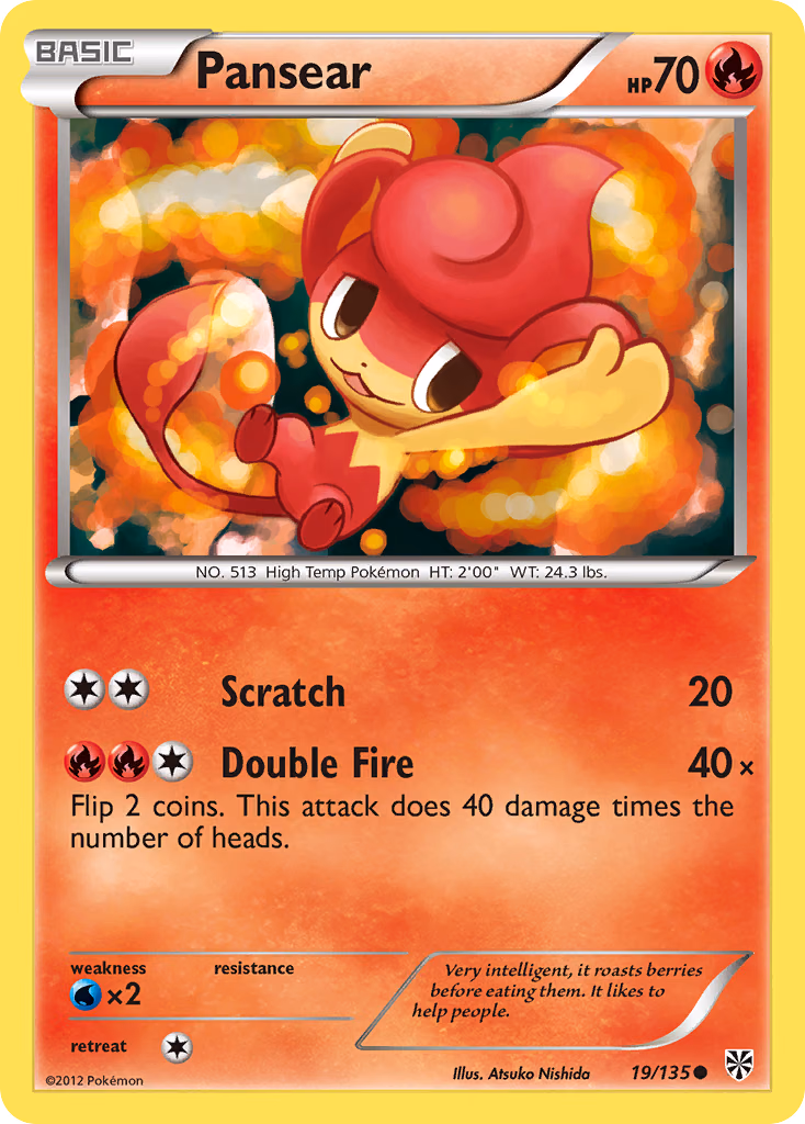 Pansear Pokemon card (19/135, Plasma Storm)