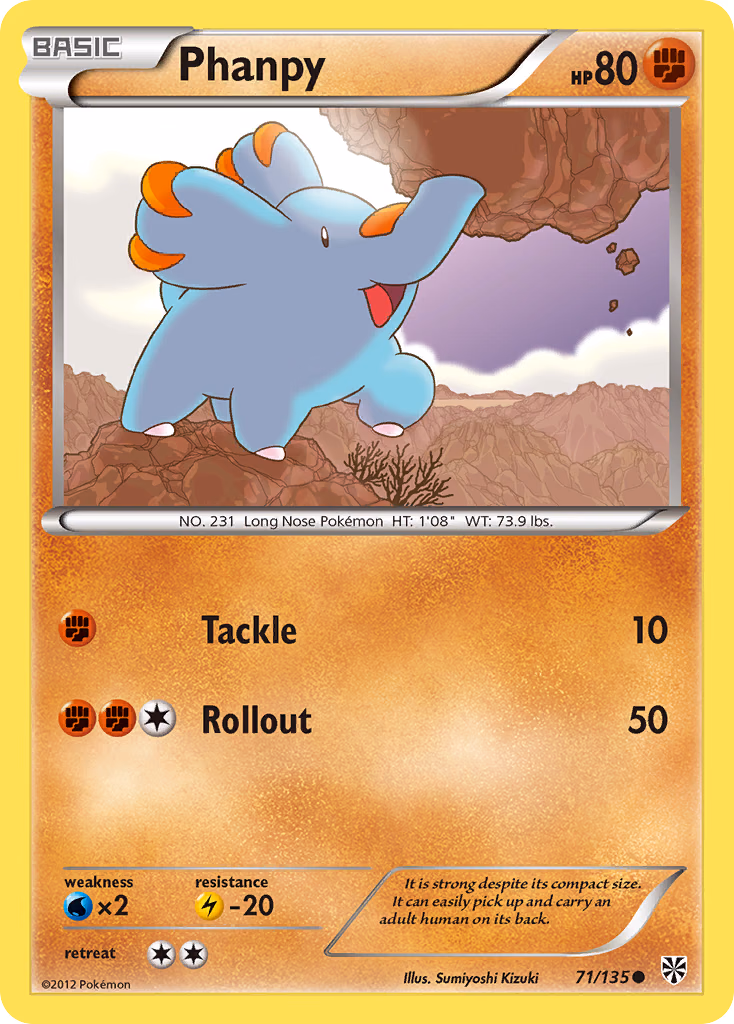 Phanpy Pokemon card (71/135, Plasma Storm)