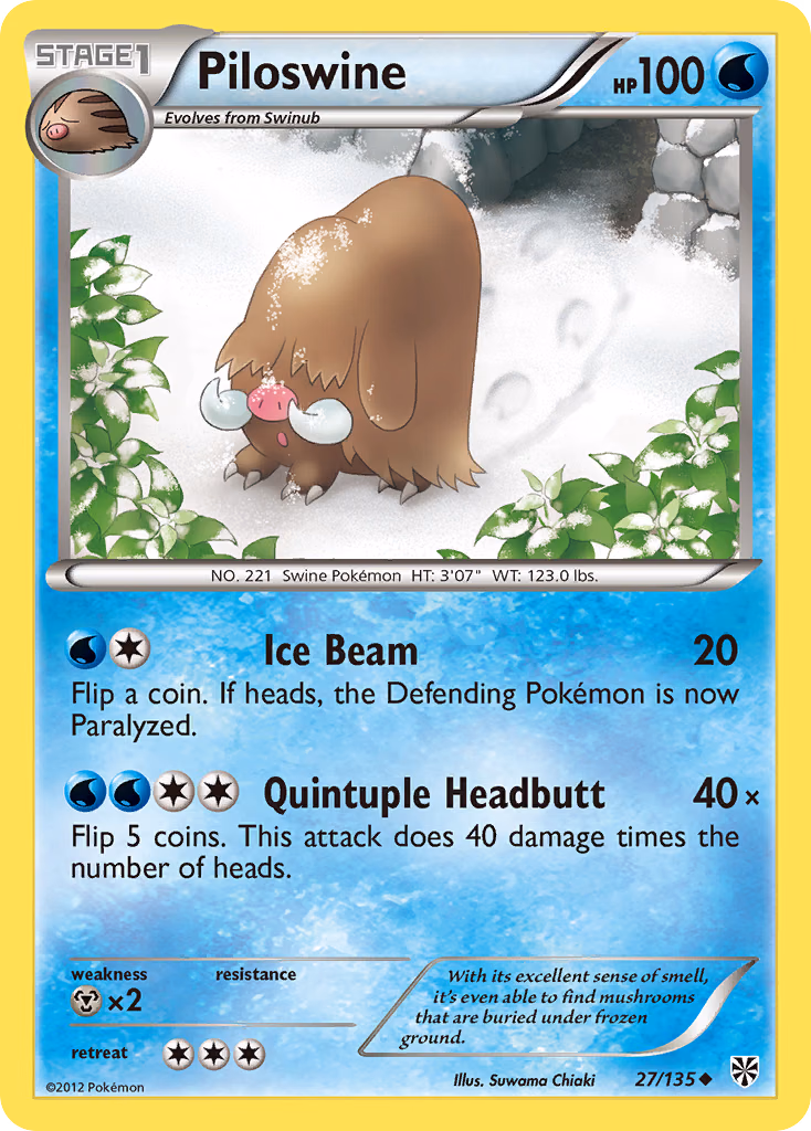 Piloswine Pokemon card (27/135, Plasma Storm)