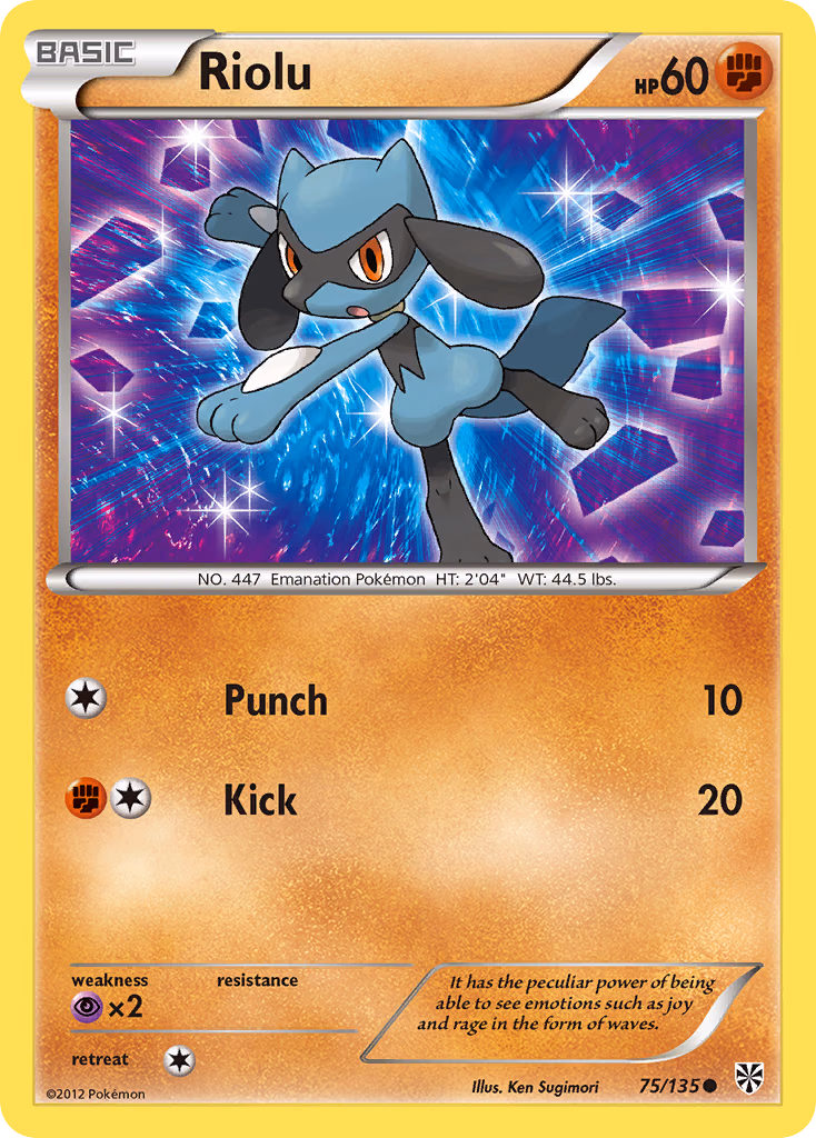 Riolu Pokemon card (75/135, Plasma Storm)