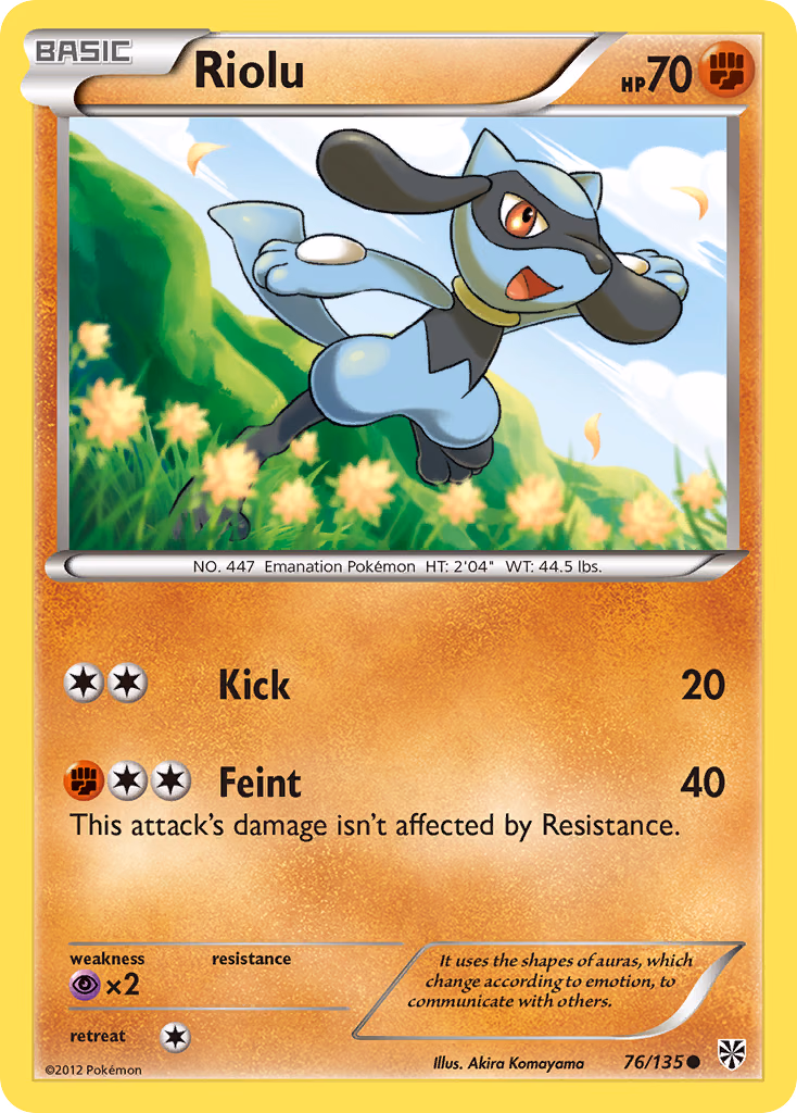 Riolu Pokemon card (76/135, Plasma Storm)