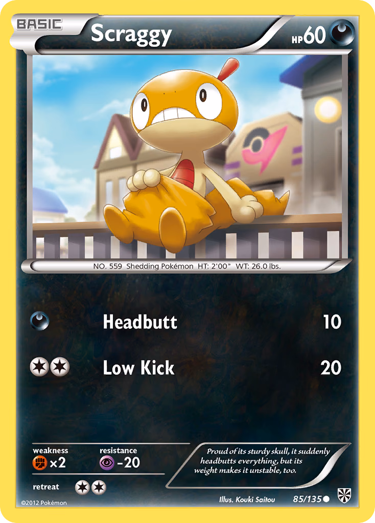 Scraggy Pokemon card (85/135, Plasma Storm)