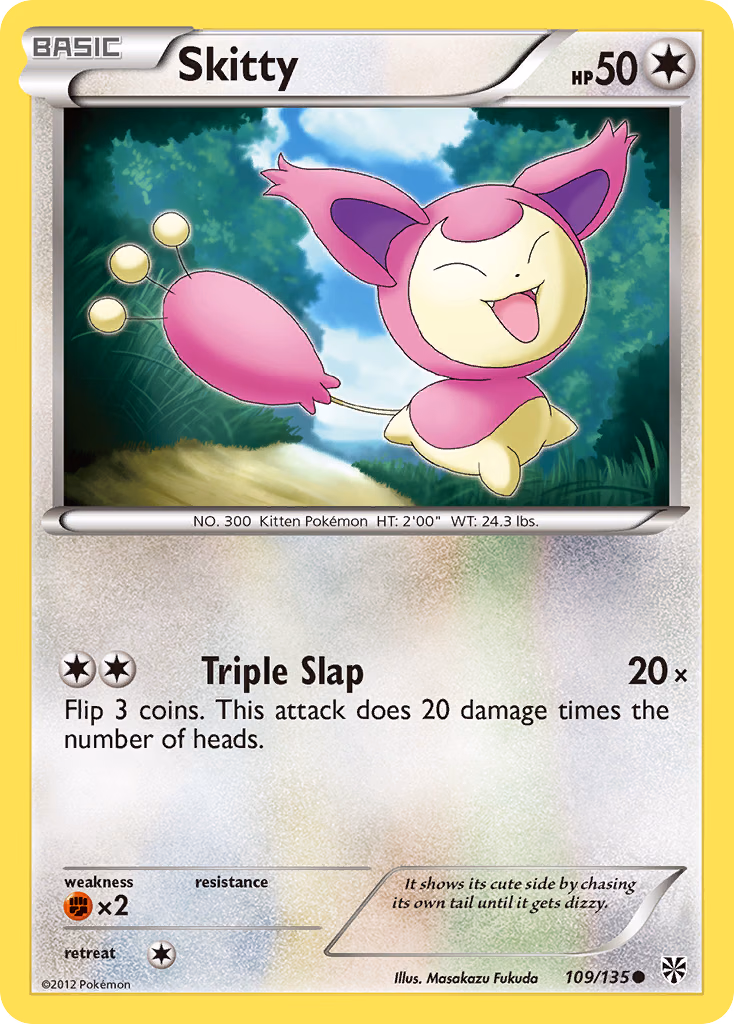 Skitty Pokemon card (109/135, Plasma Storm)