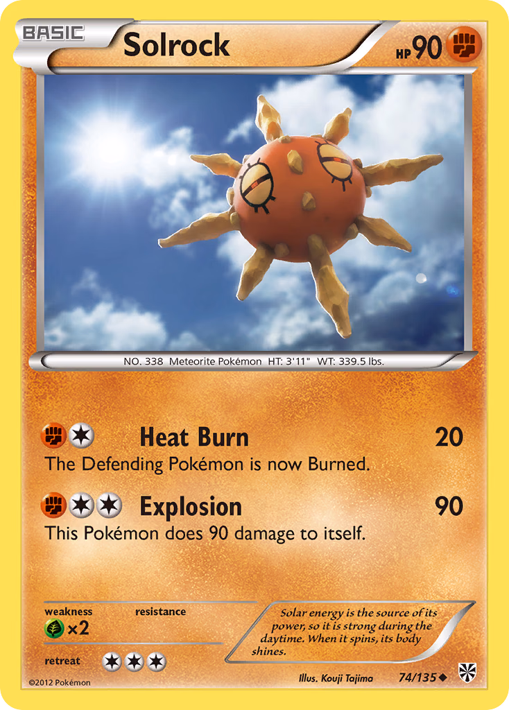 Solrock Pokemon card (74/135, Plasma Storm)