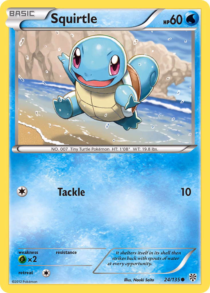 Squirtle Pokemon card (24/135, Plasma Storm)